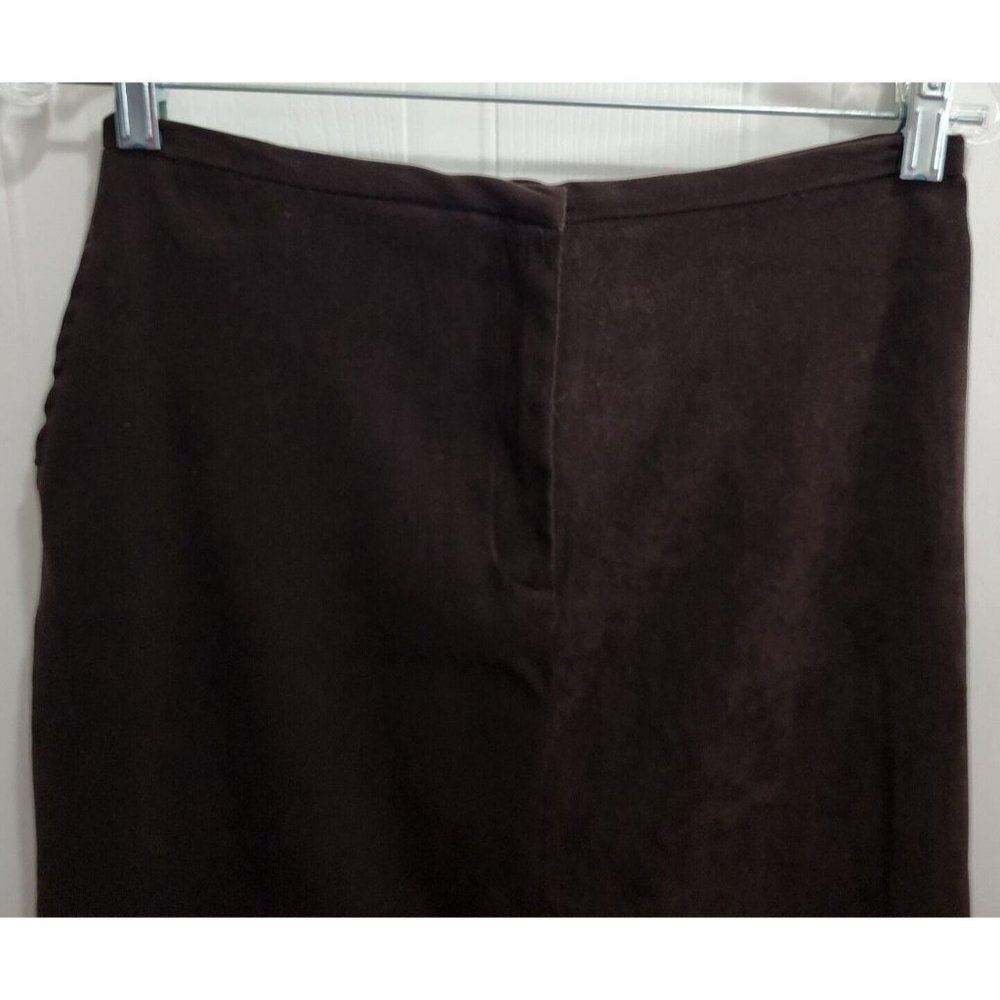 IVY Women's Long Stretch Maxi Pencil Skirt Suede Brown Retro 90's Goth Size 8 - Picture 2 of 10